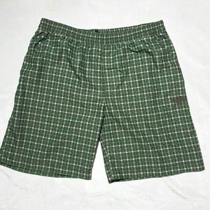 The North Face green white plaid swim board shorts